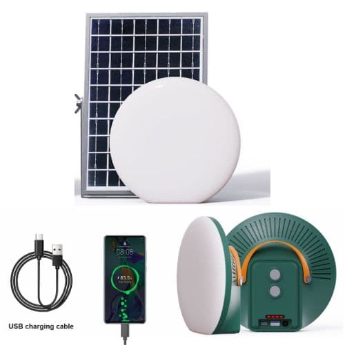 Lampe solaire portable, 1200 Lumens SEM-100 , 8W Panneau solaire, 7500mAh Batterie, Éclairage nomade et recharge de téléphone, Garantie 12 mois